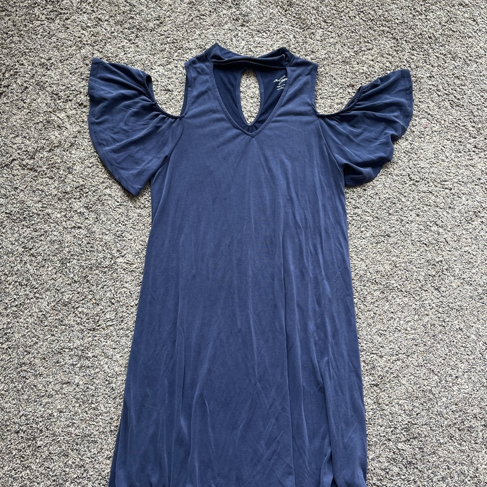 Navy Cold Shoulder Dress